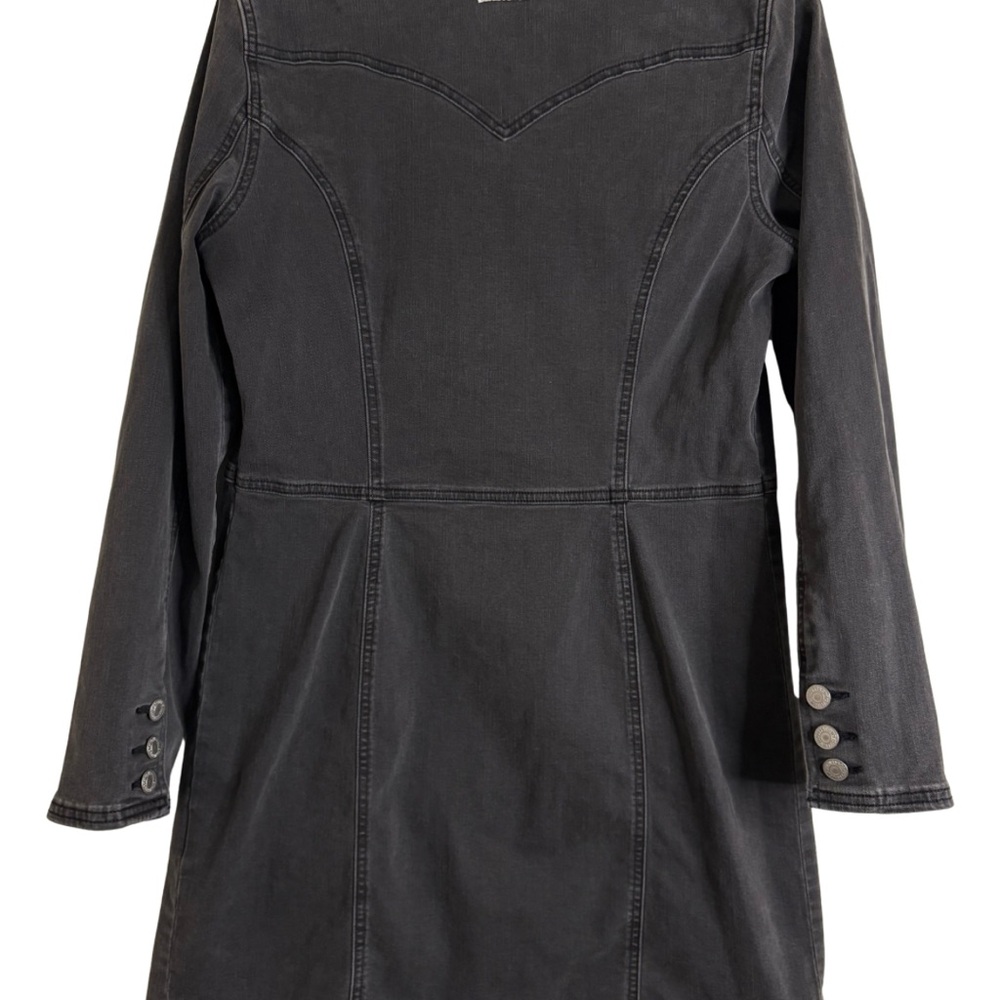 Levi's Veda Charcoal Long Sleeve Denim Mini Dress Sz Large EUC Grunge Alt - Picture 9 of 13